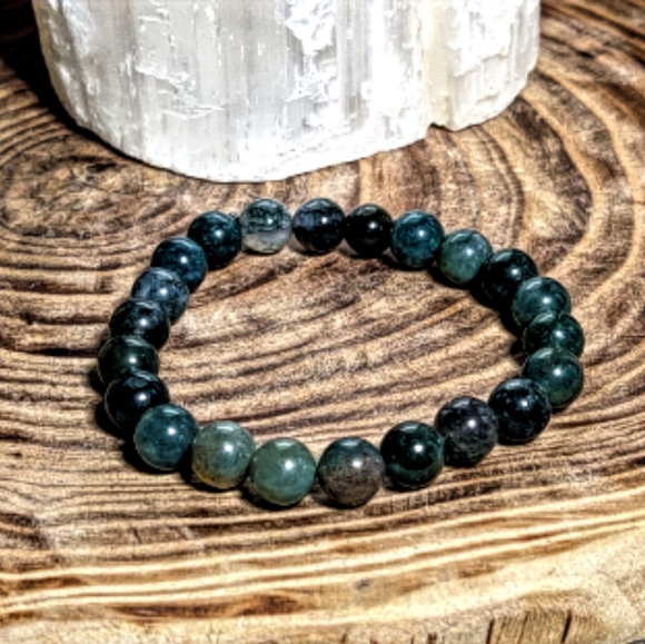Handmade Moss Agate Stone Unisex Bracelet - Picture 2 of 2